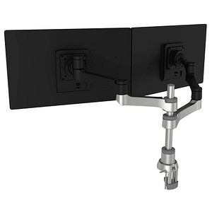 r-go Monitor-Halterung Zepher 4 C2 Twin silber, schwarz für 2 Monitore, Tischklemme, Tischbohrung von r-go