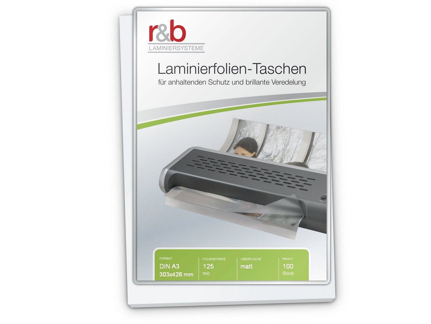 r&b Laminiersysteme Schutzfolie Laminierfolien A3 (303 x 426 mm), 2 x 125 mic, matt von r&b Laminiersysteme