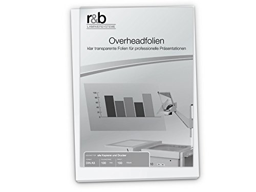 Overheadfolien DIN A3, 100 Mic, für s/w Kopierer und Drucker, stapelverarbeitbar, Direktimport, 100 Stück von r&b