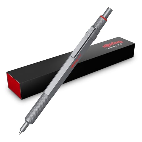 rOtring 600 Gelschreiber | 0,55 mm | Schwarze Tinte | Silberfarbenes Schreibgerät mit Metallschaft | Rutschfeste, gerändelte Griffzone und Sechskantschaft | Nachfüllbar von rOtring
