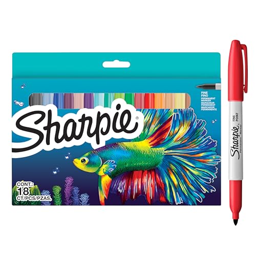 Sharpie-Permanentmarker-Set | Sonderserie mit verschiedenen Farben | feine Spitze | 18 Markierstifte | Set für den Schulanfang von rOtring