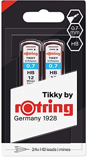 rOtring 1904837 Hochpolymer-Ersatzminen für Feinminenstifte, 0,7 mm, HB, 2 x 12 Minen von rOtring