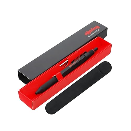 rOtring 600 3-in-1 Multicolor Pen und Druckbleistift | Schwarz & Rot Kugelschreiber Spitzen | 1 Druckbleistiftspitze (0,5 mm) | Schwarzer Schaft | Samtstiftetui von rOtring