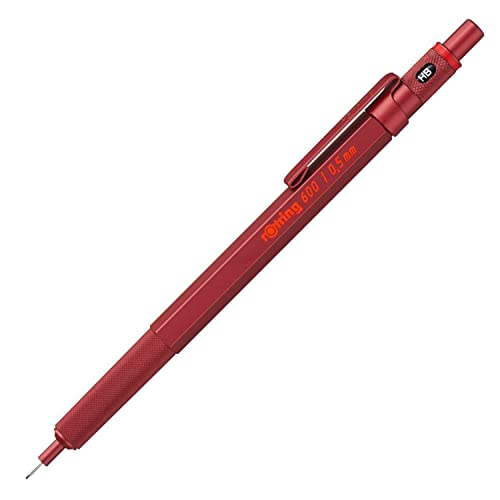 rOtring 600 Druckbleistift | 0,5 mm | Rot | Ergonomisches Vollmetallgehäuse von rOtring