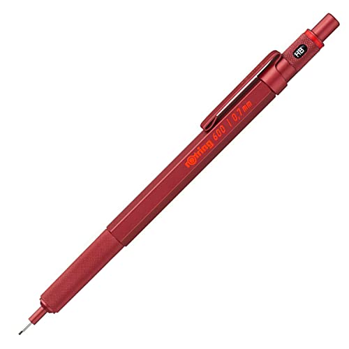 rOtring 600 Druckbleistift | 0,7 mm | Rot | Ergonomisches Vollmetallgehäuse von rOtring