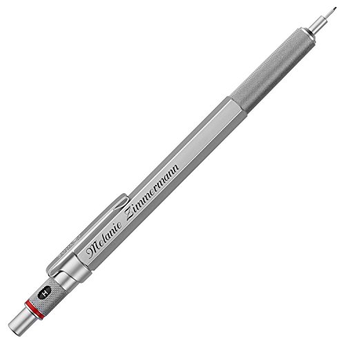 rOtring 600 Feinminenstift 1904444 0,7 mm silber mit persönlicher Laser-Gravur Druckbleistift Sechskant-Design einstellbare Härtegradanzeige von rOtring