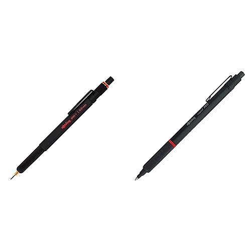 rOtring 800+ Druckbleistift mit Stylus für Touchscreen | 0,5 mm | schwarzer Schaft & Rapid PRO Kugelschreiber | Mittlere Linienbreite | Schwarz von rOtring