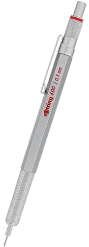 rOtring Feinminenstift 600, 0,5 mm, silber hochwertiges Ganzmetall-Gehäuse, klassisches Sechskant- (1852321) von rOtring