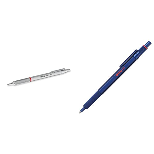 rOtring Rapid PRO Kugelschreiber | Mittlere Linienbreite | Silber & 600 Kugelschreiber | mittlere Spitze | Schwarze Tinte | Blauer Schaft | nachfüllbar von rOtring