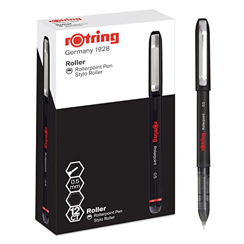 rOtring Rollerball Tintenroller | Nadelspitze (0,5 mm) für präzise Linien | schwarze Tinte | 12 Stück von rOtring