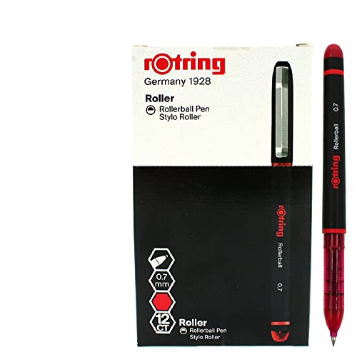 rOtring Rollerball-Tintenroller | feine Spitze (0,7 mm) für saubere Linien | rote Tinte | 12 Stück von rOtring