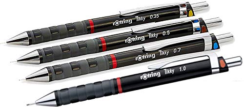 Rotring Tikky Druckbleistift, 4-teiliges Set, Schwarz, 1 von rOtring