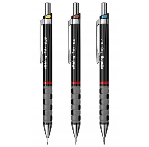 rOtring Tikky Druckbleistift Set | 0,35mm, 0.5mm und 0,7mm | Schwarz | 3-teiliges Set von rOtring