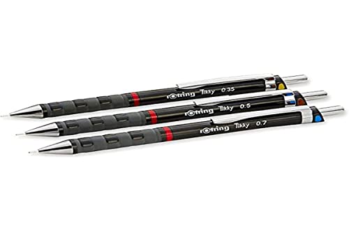 rOtring Tikky Druckbleistift Set | 0,35mm, 0.5mm und 0,7mm | Schwarz | 3-teiliges Set von rOtring