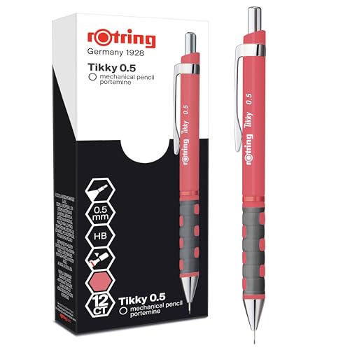 rOtring Tikky-Druckbleistifte in Pastellfarben | HB 0,5 mm | Tea Rose | mit angenehmem gummiertem Soft-Touch-Griff | 12 Stück von rOtring