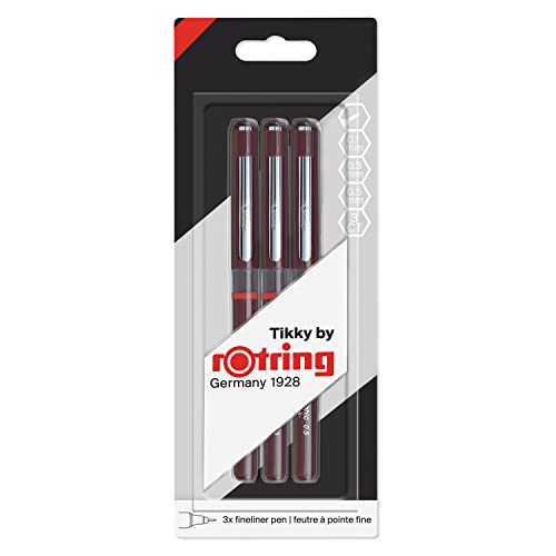 rOtring Tikky Grafik Fineliner Stifteset | 0,1 mm, 0,3 mm und 0,5 mm | schwarze Tinte | 3 Stück von rOtring