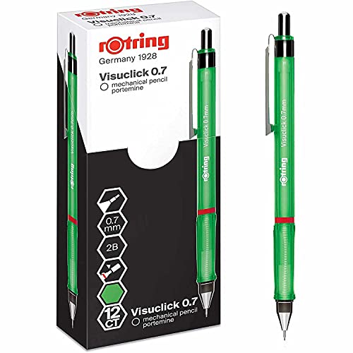 rOtring Visuclick-Druckbleistift | 0,7 mm | 2B-Mine | attraktiver Schaft in lebendigem Grün | 12 Stück von rOtring