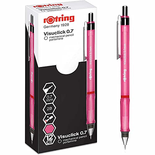 rOtring Visuclick-Druckbleistift | 0,7 mm | 2B-Mine | attraktiver pinkfarbener Schaft | 12 Stück von rOtring