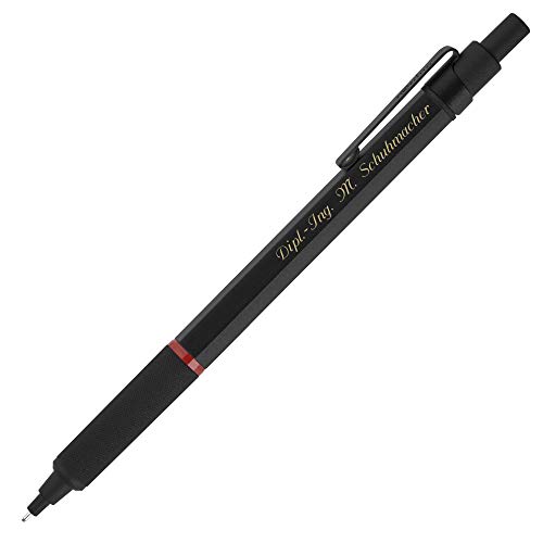 rOtring rapid pro Feinminenstift S0949420 0,7 mm schwarz mit persönlicher Laser-Gravur Druckbleistift Sechskant-Design gefederte Mechanik von rOtring