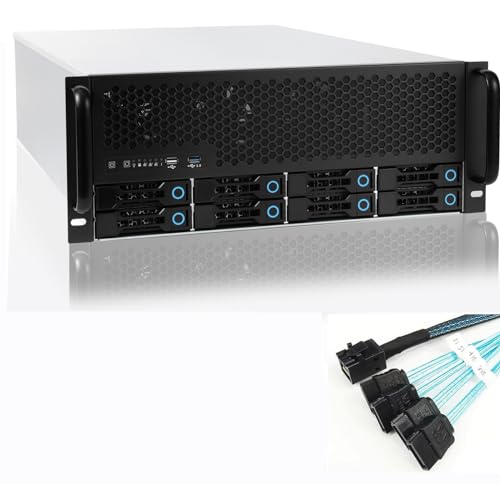 RackChoice 4U Rackmount Servergehäuse 8bay 6Gbps austauschbare SATA/SAS-Laufwerksschächte inkl. Minisas auf SATA-Kabel von rackchoice