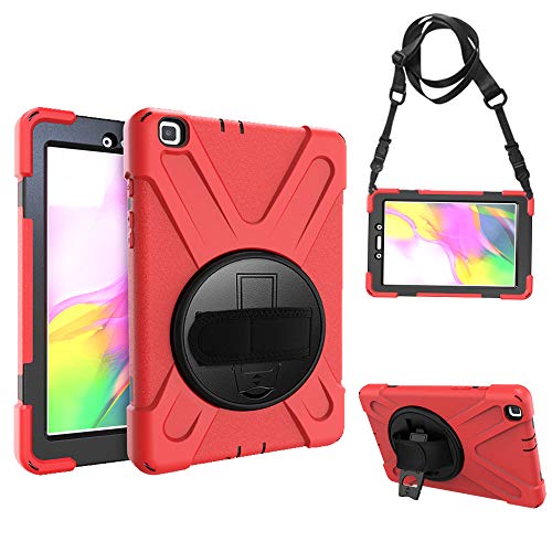 Rantice Samsung Galaxy Tab A 8.0 2019 Hülle, Heavy Duty Rugged Shockproof Drop Protection Case with 360 Stand Handschlaufe & Schultergurt für Galaxy Tab A 8.0 Zoll 2019 Without S Pen T290/T295 (rot) von rantice