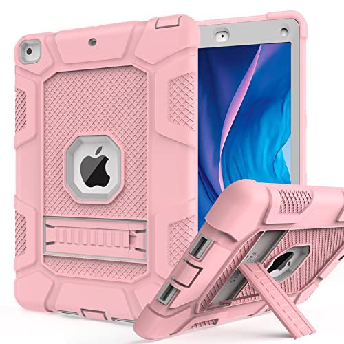 Rantice Schutzhülle für iPad 6. Generation, iPad 5. Generation, iPad Air 2, iPad 9,7, stoßfest, robust, Fallschutz für iPad 24,6 cm (9,7 Zoll), A1893/A1954/A1822/A1823, Rosa + Grau von rantice