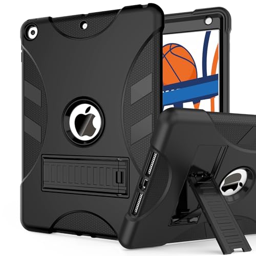 Rantice Schutzhülle für iPad 9. / 8. / 7. Generation 2021/2020 / 2019 – robuste, stoßfeste, robuste Schutzhülle mit integriertem Ständer (schwarz) von rantice