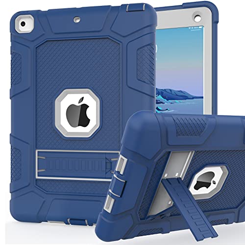 Schutzhülle für iPad 6. Generation, iPad 2018, iPad 9,7 Zoll, Hybrid, stoßfest, robuste Fallschutzhülle, mit Ständer für iPad 9,7 Zoll A1893/A1954/A1822/A1823 Blau 2-Navy Blue+Grey von rantice