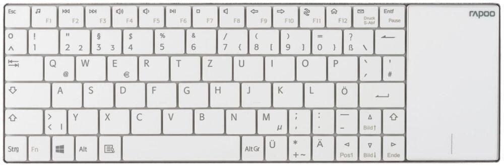 Rapoo E2710 Wireless Tastatur mit Touchpad - Weiß von rapoo