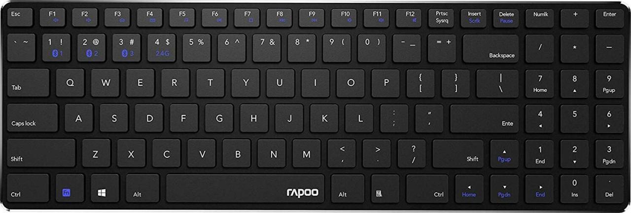 Rapoo E9100M Multi-mode Wireless Tastatur - Schwarz von rapoo