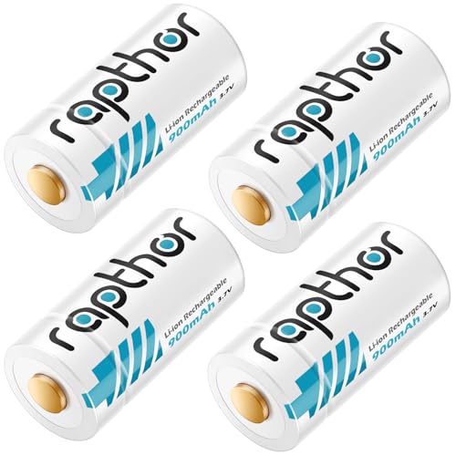 Rapthor 900mAh Akkus Wiederaufladbar 3.7V 123A Wiederaufladbarer Akku Kompatibel mit Arlo Wireless Security Camera VMC3030/VMK3200/VMS3330/3430/3530,Smart Sensors Alarm System (900-4Pack) von rapthor