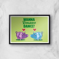 Viva Pinata Wanna Romance Dance Pig Art Print Giclee Art Print - A3 - Black Frame von rare