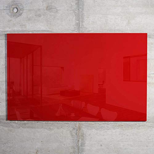 Glas Magnettafel MAX inkl. 5 Magnete, Magnetspiegel/Glasmagnettafel/Magnetboard/Magnetwand (rot, 80 x 50 cm) von raum-blick