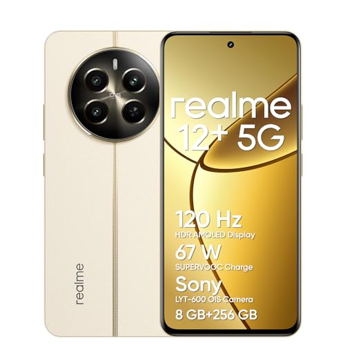 realme 12+ 5G Smartphone 8+256 GB with NFC, Sony LYT-600 OIS Portrait Camera, Dimensity 7050 5G Chipset, 120Hz AMOLED Display, Rainwater Smart Touch, 67W SUPERVOOC Charge, Navigator Beige(no Adapter) realme 12+ 5G Smartphone 8+256 GB with NFC, Sony LYT-600 OIS Portrait Camera, Dimensity 7050 5G Chipset, 120Hz AMOLED Display, Rainwater Smart Touch, 67W SUPERVOOC Charge, Navigator Beige(no Adapter) von realme