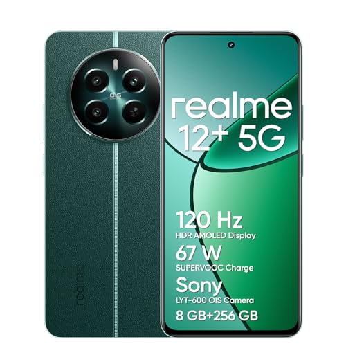 realme 12+ 5G Smartphone 8+256 GB with NFC, Sony LYT-600 OIS Portrait Camera, Dimensity 7050 5G Chipset, 120Hz AMOLED Display, Rainwater Smart Touch, 67W SUPERVOOC Charge, Pioneer Green(no Adapter) realme 12+ 5G Smartphone 8+256 GB with NFC, Sony LYT-600 OIS Portrait Camera, Dimensity 7050 5G Chipset, 120Hz AMOLED Display, Rainwater Smart Touch, 67W SUPERVOOC Charge, Pioneer Green(no Adapter) von realme
