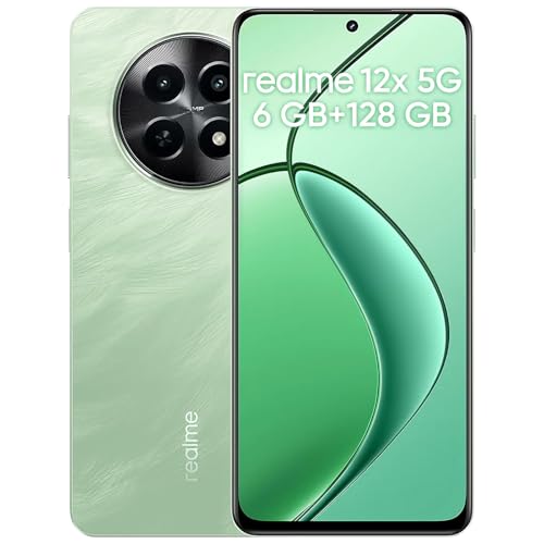 realme 12 x 5G Smartphone 6+128 GB, 6,72 Zoll Smartphone, 50 MP AI-Kamera, Dual Standby 5G, Display mit 120 Hz, Akku mit 5000 mAh, Dimensity 6100+ Prozessor, Grün (ohne Adapter) von realme