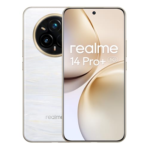 realme 14 Pro+ Smartphone 5g, 8 + 256GB,White,Sony 3X Periscope OIS AI Camera,Cold-Sensitive Color-Changing Design,5260 mAh Battery,IP66/68/69,120Hz Eye Protection Display,Amazon Exclusive,No Adapter realme 14 Pro+ Smartphone 5g, 8 + 256GB,White,Sony 3X Periscope OIS AI Camera,Cold-Sensitive Color-Changing Design,5260 mAh Battery,IP66/68/69,120Hz Eye Protection Display,Amazon Exclusive,No Adapter von realme