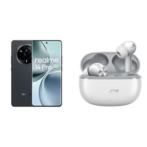 realme 14 Pro 5G 12+512GB,Cool Sensitive Color Changing Design, 5260mAh Battery, IP69,White Amazon Version +T200 Lite Grey,No Adapter realme 14 Pro 5G 12+512GB,Cool Sensitive Color Changing Design, 5260mAh Battery, IP69,White Amazon Version +T200 Lite Grey,No Adapter von realme