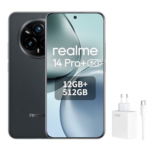 realme 14 Pro+ 5G Smartphone | 12GB RAM 512GB Speicher | 50MP Kamera | 120Hz OLED Display | 6000mAh Akku | Suede Grey von realme