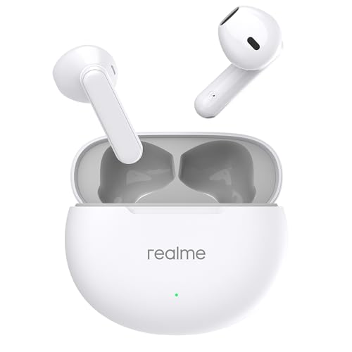 realme Buds T01 Truly Wireless In-Ear-Ohrhörer mit AI-ENC für Anrufe, 13 mm dynamischer Treiber, bis zu 28 Stunden Akku, 88 mm Latenz, Bluetooth V5.4 und Google Fast Pair (weiß) von realme