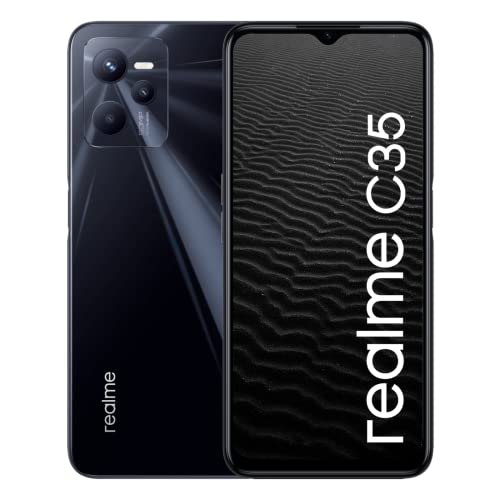 realme C35, 4 + 128 GB, leuchtendes Schwarz, 4G Sim-freies, entsperrtes Smartphone, 50 MP AI-Dreifach-Kamera, 16,7 cm (6,6 Zoll) FHD-Display, 8,1 mm ultradünn, 5000 mAh Akku von realme