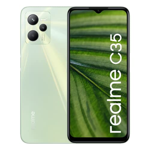 realme C35, 4 + 64 GB, leuchtendes Grün, 4G ohne SIM-freigeschaltetes Smartphone, 50 MP AI-Dreifach-Kamera, 16,7 cm (6,6 Zoll) FHD-Display, 8,1 mm ultradünn, 5000 mAh Akku von realme