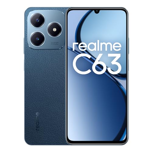 realme C63 Smartphone 8 + 256 GB, schlankes und leichtes Gehäuse von 7,74 mm, Display 90 Hz, 50 MP AI-Kamera, 5000 mAh Akku, Supervooc-Schnellladung, Dual-SIM, Blau von realme
