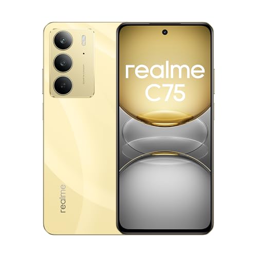 realme C75 Smartphone, Dual-SIM, 8 GB RAM + 256 GB Speicher, 6000 mAh Akku, 6,7 Zoll FHD+ Display, 50 MP Dual-Kamera, 4G LTE 12 Monate Garantie - Internationale Version (Gold) von realme