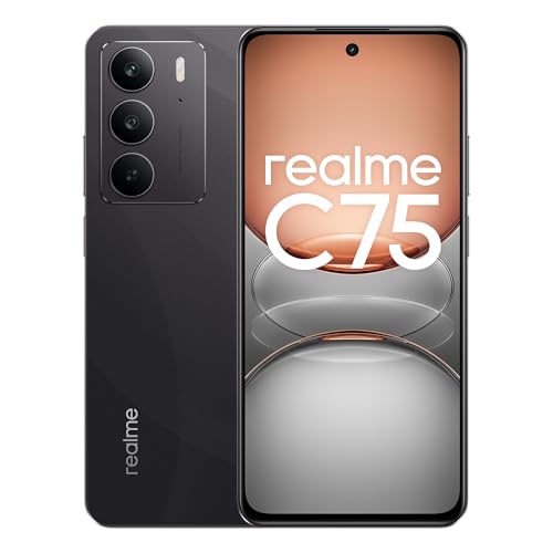 realme C75 Smartphone 8+128 GB, IP69 Dust & Water Resistance, 5828 mAh Solid Battery, 50MP AI Camera, 6.72 Inch Display with 90Hz Refresh Rate, MediaTek Helio G92 Max Chipset, Storm Black (No Adapter) von realme