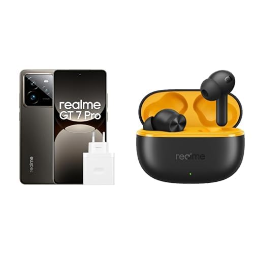 realme GT 7 Pro 5G Smartphone 12+256GB, Snapdragon 8 Elite Chipset, Grey Amazon Exclusive(Adapter Included) +T200 Lite Black von realme
