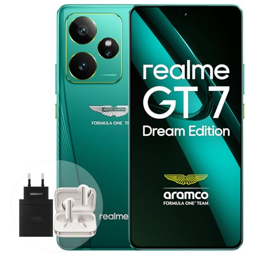 realme GT 7 Smartphone, 5G Dual-SIM, 16 GB RAM, 512 GB ROM, 6,8-Zoll-AMOLED-Display, Dimensity 9400e Flaggschiff-Chipsatz, 7000 mAh Titan-Akku, 50 MP Kamera, Grün (Air 7 Pro-Weiß) von realme