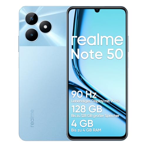 realme Note 50 Android Smartphone, 4G Dual SIM Handy, 6,74 Zoll LCD-Display, 4 GB RAM 128 GB ROM, Akku mit 5000 mAh, 13 MP, Blau, nur für GSM-Betreiber, Nicht CDMA kompatibel, ohne Adapter realme Note 50 Android Smartphone, 4G Dual SIM Handy, 6,74 Zoll LCD-Display, 4 GB RAM 128 GB ROM, Akku mit 5000 mAh, 13 MP, Blau, nur für GSM-Betreiber, Nicht CDMA kompatibel, ohne Adapter von realme