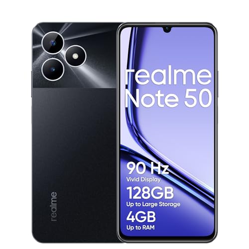 realme Note 50 Smartphone 4+128GB, 90Hz Vivid Display, Up to 8GB Dynamic RAM + 128GB ROM, 13MP AI Camera, 7.99mm Ultra Slim, 5000mAh Massive Battery, Midnight Black von realme