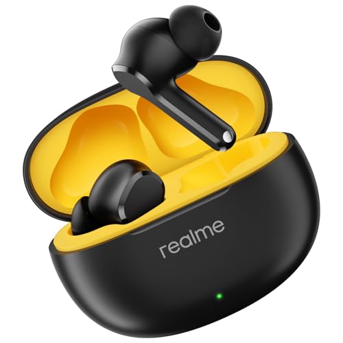 realme T110 True Wireless Earbuds, 10 mm dynamischer Bass-Treiber, 38 Stunden Wiedergabe, AI ENC Geräuschunterdrückung, leichte In-Ear-Kopfhörer, IPX5 Wasserbeständigkeit, Bluetooth 5.4, Punk-Schwarz von realme